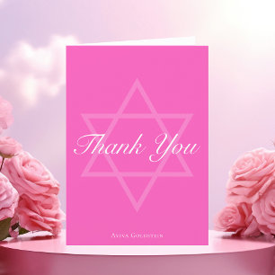 Carte De Remerciements Star Bat mitzvah rose chaud de David Personnalisé