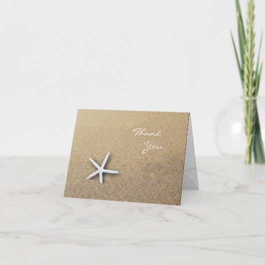 Carte De Remerciements Starfish in the Sand, Blank Thank You Note Card (Devant)