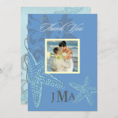 Carte De Remerciements Starfish, Monogramme Remerciements, Plat (Devant / Derrière)