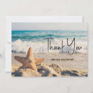 Carte De Remerciements Starfish sur une plage de sable Photo