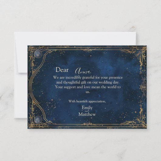 Carte De Remerciements Starry Night Romance Mariage (Devant)
