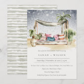 Carte De Remerciements Starry Night Tropical Cabana Fiançailles Invitatio (Devant / Derrière)