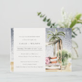 Carte De Remerciements Starry Night Tropical Cabana Fiançailles Invitatio (Debout devant)