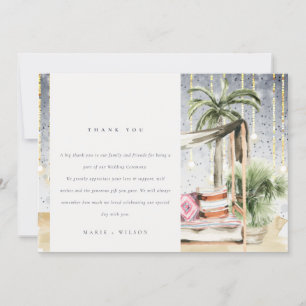Carte De Remerciements Starry Nuit Tropical Palm Beach Cabana Mariage