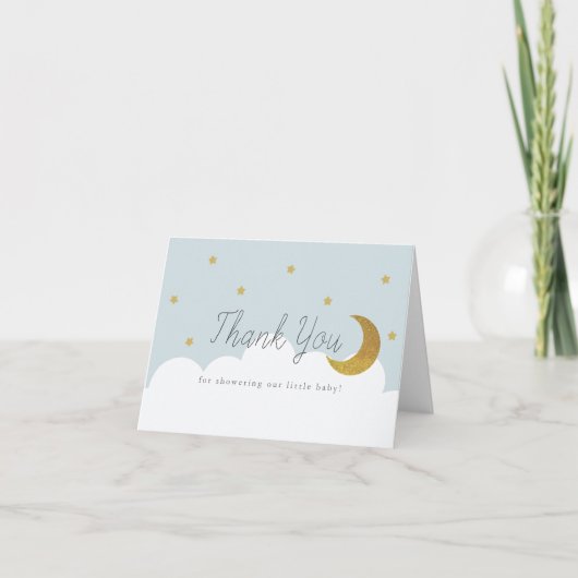 Carte De Remerciements Stars & Crecent Moon Baby Blue Boy (Devant)