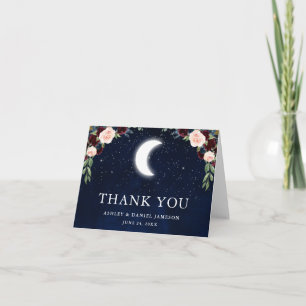 Carte De Remerciements Stars Mariages célestes Sky Moon Note florale