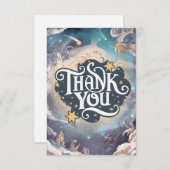 Carte De Remerciements Stars Whimsical Colorés Céleste (Devant / Derrière)