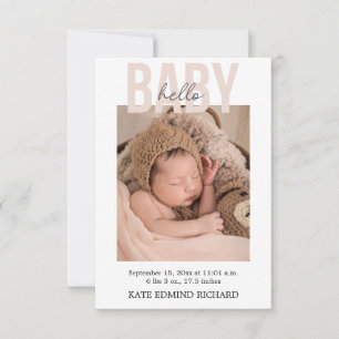 Carte De Remerciements Statistiques de naissance Photos Baby shower manus
