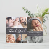 Carte De Remerciements Statistiques de nom personnalisé de naissance de p (Debout devant)