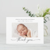 Carte De Remerciements Statistiques de photo de bébé de script simple (Debout devant)