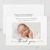 Carte De Remerciements Statistiques de photo de bébé de script simple (Devant / Derrière)