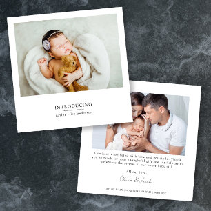 Carte De Remerciements Statistiques minimalistes de naissance photo Nouve