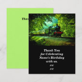 Carte De Remerciements Steam Train Homme's Birthday Party (Devant / Derrière)