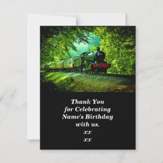 Carte De Remerciements Steam Train Homme's Birthday Party