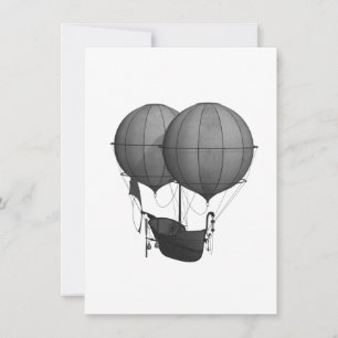 Carte De Remerciements Steampunk Design Machine volante noire et blanche