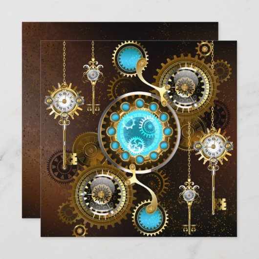 Carte De Remerciements Steampunk Rusty Background (Devant / Derrière)