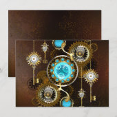 Carte De Remerciements Steampunk Rusty Background (Devant / Derrière)