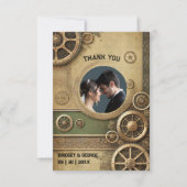 Carte De Remerciements Steampunk Victorian Gearwork photo Mariage (Devant)