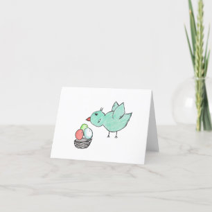 Carte De Remerciements Sticker de Pâques aux oiseaux bleus