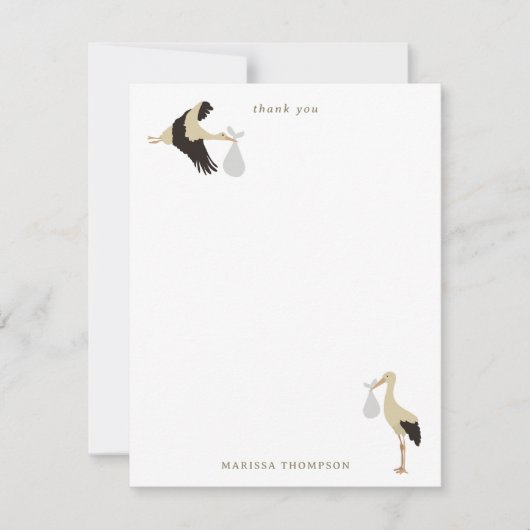 Carte De Remerciements Stork Nouveau-né bébé garçon fille Motif (Devant)