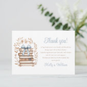 Carte De Remerciements Storybook Blue Bow Baby Shower  (Debout devant)