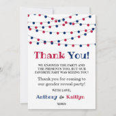 Carte De Remerciements String Lights 4 juillet Gender Revevela Party (Devant)