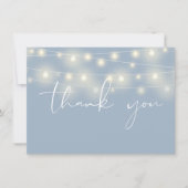 Carte De Remerciements String Lights Dusty Blue Script Calligraphy (Devant)