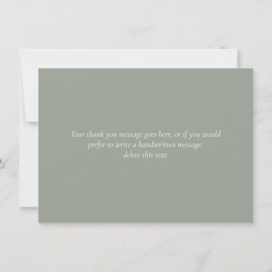 Carte De Remerciements String Lights Sage Green Script Calligraphy (Dos)