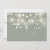 Carte De Remerciements String Lights Sage Green Script Calligraphy (Devant)