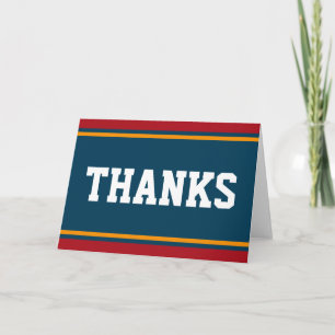 Carte De Remerciements STRIPES SPORTIVES - Bleu rouge orange + votre text