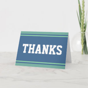 Carte De Remerciements STRIPES SPORTIVES - Vert bleu océan + votre texte