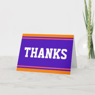 Carte De Remerciements STRIPES SPORTIVES - Violet Orange + votre texte