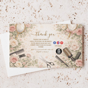 Carte De Remerciements Studio de coiffure florale romantique branding