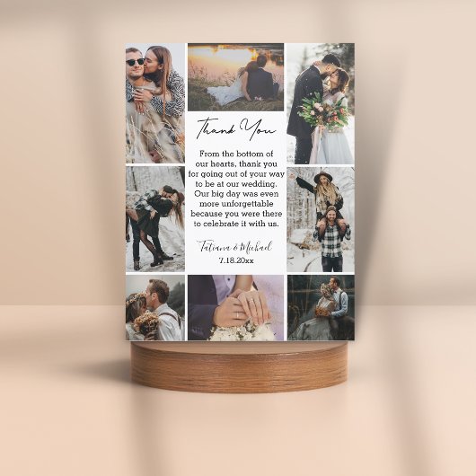 Carte De Remerciements style 8 photos collage moderne chic mariage