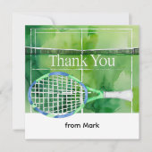 Carte De Remerciements Style aquarelle sur le thème du tennis (Devant)