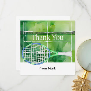 Carte De Remerciements Style aquarelle sur le thème du tennis