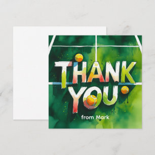 Carte De Remerciements Style aquarelle sur le thème du tennis