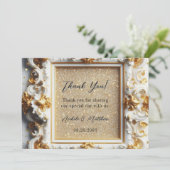Carte De Remerciements Style baroque de luxe Mariage or blanc (Debout devant)