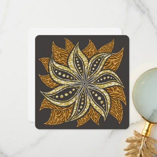 Carte De Remerciements Style Batik Floral Abstrait africain (Devant/Arrière en situation)