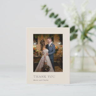 Carte De Remerciements Style Beige Photo Mariage moderne
