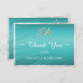 Carte De Remerciements Stylé bleu turquoise Rhinestone sur Turquoise (Devant / Derrière)