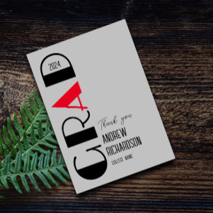 Carte De Remerciements Style noir blanc rouge personnalisé pour la remise