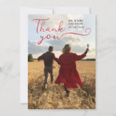 Carte De Remerciements Style romantique Chic Rouge Script Calligraphie Ph (Devant)