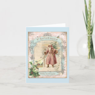 Carte De Remerciements Style victorien de Noël rose du Père Noël