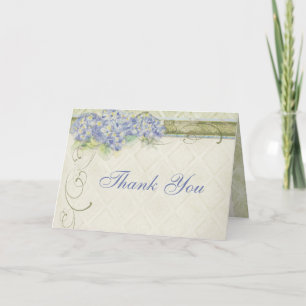 Carte De Remerciements Style Vintage Fleur de Hortensia Bleu Tourbillon D