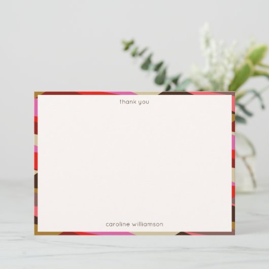 Carte De Remerciements Stylish Bold 60s Geometric Border Personalized (Debout devant)