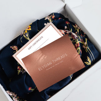 Carte De Remerciements Stylish Bronze Business Gift Certificate Card