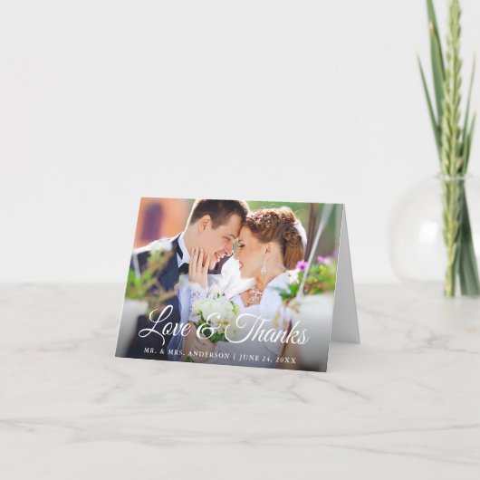 Carte De Remerciements Stylish Calligraphy Love Thanks Mariage Note (Devant)