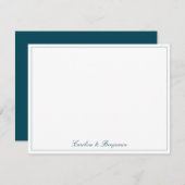 Carte De Remerciements Stylish Classic Script Elegant Wedding Custom Teal (Devant / Derrière)