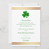 Carte De Remerciements Stylish Gold Foil Saint-Patrick Jour de naissance (Devant)